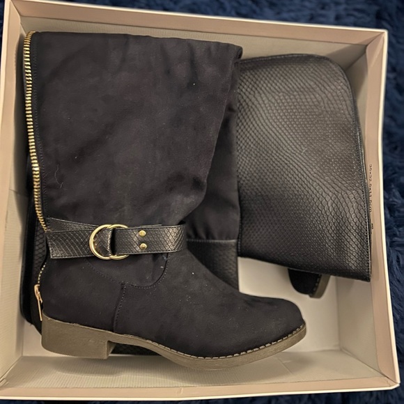 Navy Over-the-Knee Flat boots - Picture 4 of 4